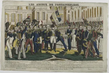 Jean-Baptiste Thiébault ; Hubert Jacques-Prosper-Stanislas,  Lacour Pr imagerie ancienne LES ADIEUX DE FONTAINEBLEAU. Nancy 1826-1836 1955.23.2 Photo RMN-Grand Palais (Mucem)