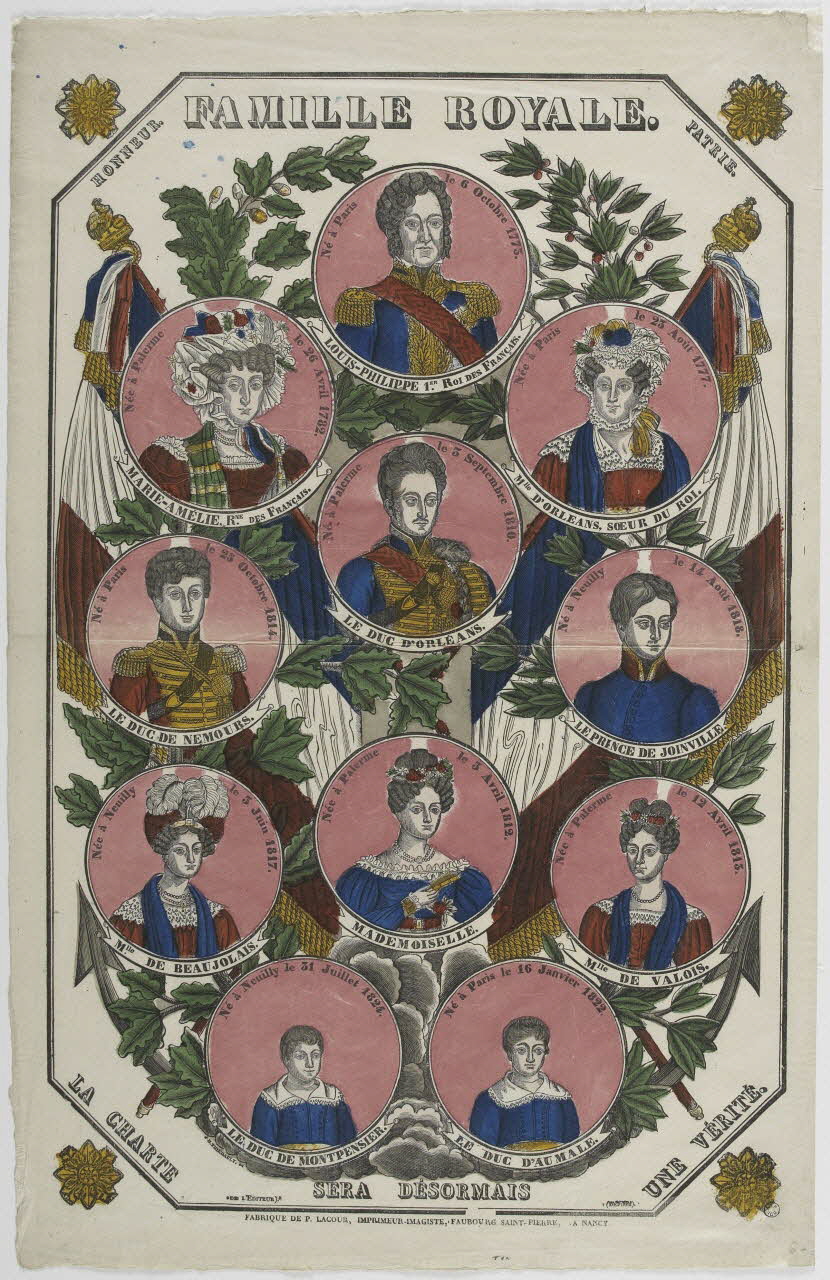 Jean-Baptiste Thiébault ; Hubert Jacques-Prosper-Stanislas,  Lacour Pr imagerie ancienne FAMILLE ROYALE. Nancy 1831-1834 1957.21.15 Photo RMN-Grand Palais (Mucem)