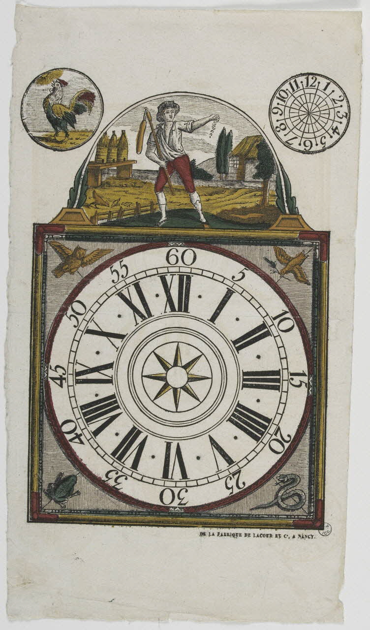 Hubert Jacques-Prosper-Stanislas,  Lacour Prosper (dit) imagerie ancienne Cadran d'horloge Nancy 1835 1953.12.147 Photo RMN-Grand Palais (Mucem)