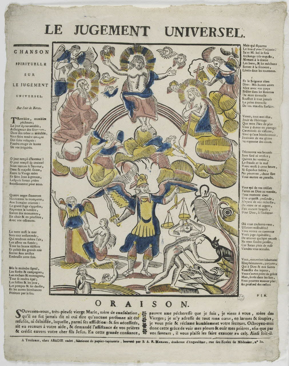 Louis Abadie imagerie ancienne LE JUGEMENT UNIVERSEL Toulouse 1815-1823 1965.75.821 Photo RMN-Grand Palais (Mucem)