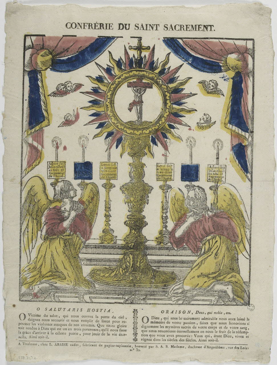 Louis Abadie imagerie ancienne CONFRERIE DU SAINT SACREMENT. Toulouse 1815-1823 1965.75.823 Photo RMN-Grand Palais (Mucem)