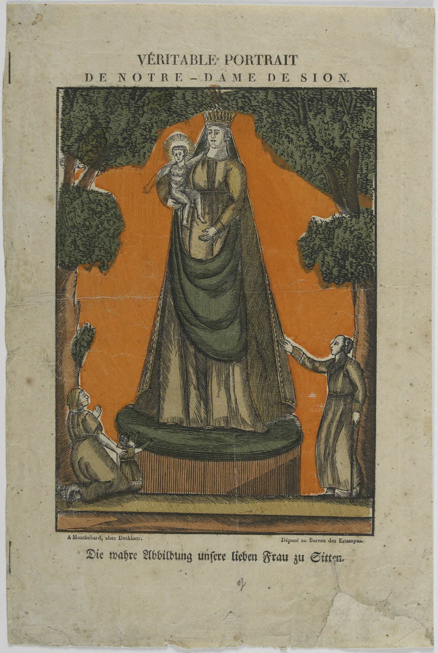 Théophile- Frédéric Deckherr estampe VERITABLE PORTRAIT  DE NOTRE-DAME DE SION. Montbéliard 1837-1842 1986.81.73 Photo RMN-Grand Palais (Mucem)