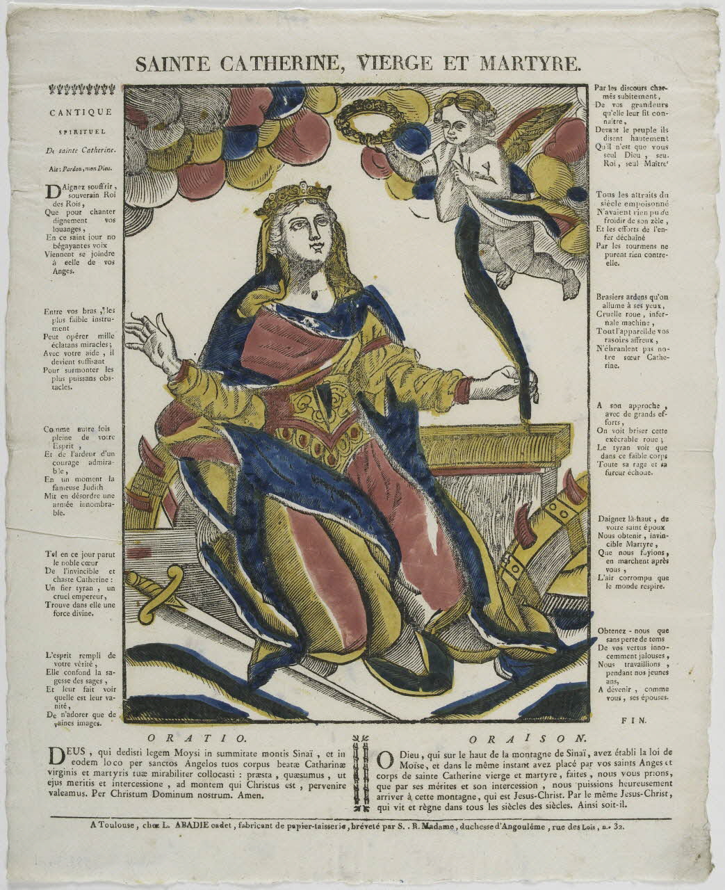 Louis Abadie imagerie ancienne SAINTE CATHERINE, VIERGE ET MARTYRE. Toulouse 1815-1824 1988.34.1 Photo RMN-Grand Palais (Mucem)