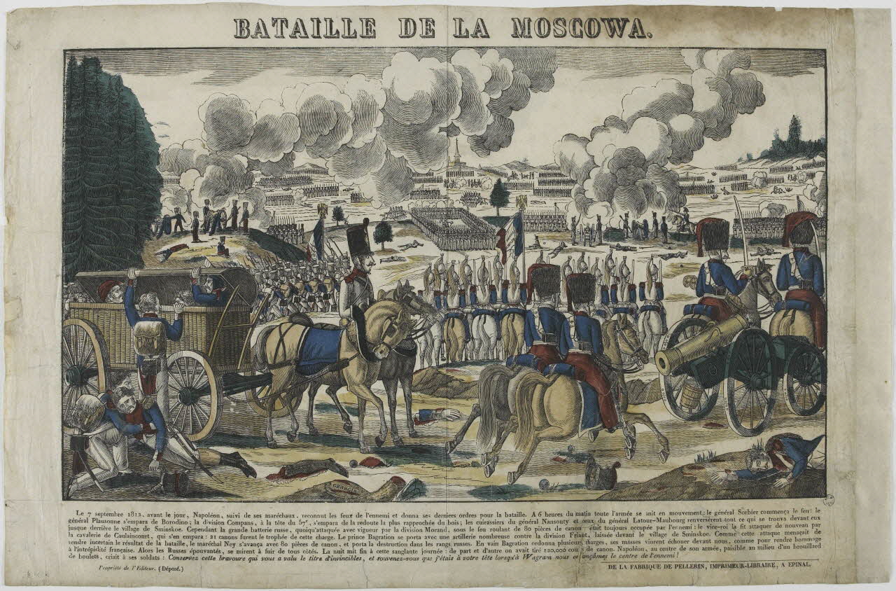 François Georgin ; Nicolas Pellerin ; Vadet Pierr imagerie ancienne BATAILLE DE LA MOSCOWA. Lorraine, France 1832 1965.75.264 Photo RMN-Grand Palais (Mucem)