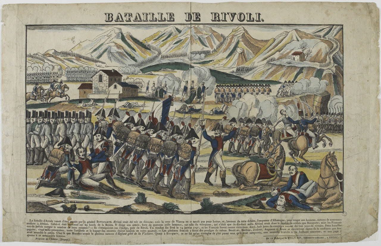 François- Louis Couché ; Bovinet ; Nicolas Pellerin ; V imagerie ancienne BATAILLE DE RIVOLI. Lorraine, France 1834 1965.75.256 Photo RMN-Grand Palais (Mucem)