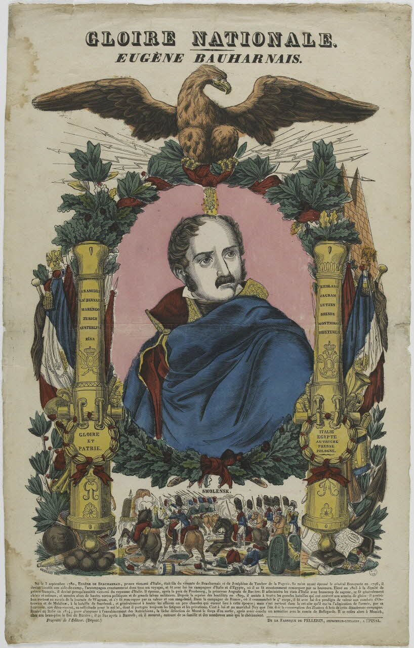 François Georgin ; Nicolas Pellerin ; Vadet Pierre imagerie ancienne GLOIRE NATIONALE.  EUGENE BAUHARNAIS. Lorraine, France 1835-1837 1965.75.253 Photo RMN-Grand Palais (Mucem)