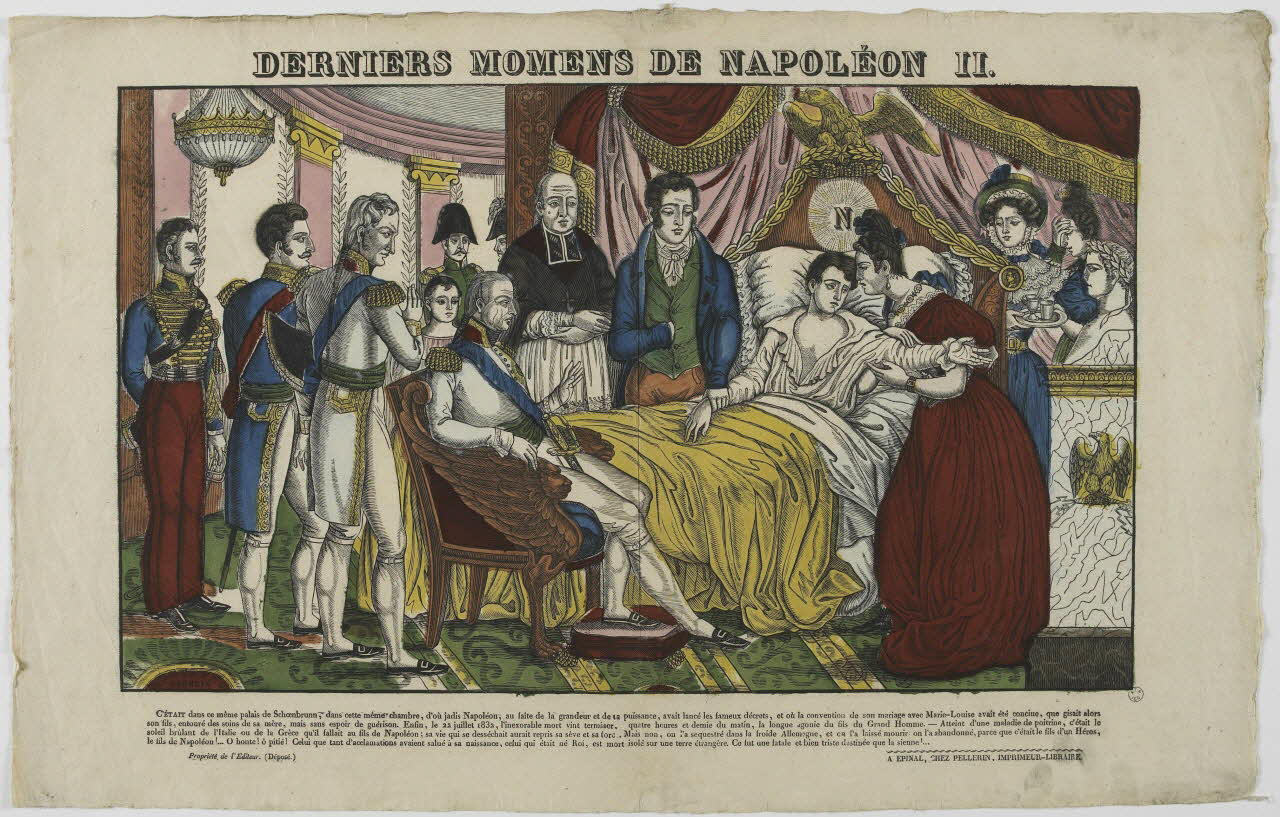 François Georgin ; Nicolas Pellerin ; Vadet Pierr imagerie ancienne DERNIERS MOMENS DE NAPOLEON II. Lorraine, France 1833-1837 1965.75.250 Photo RMN-Grand Palais (Mucem)