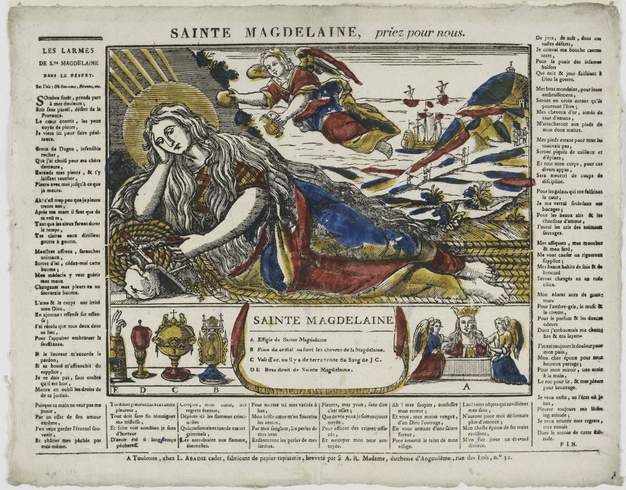 Louis Abadie imagerie ancienne SAINTE MAGDELAINE, priez pour nous. Toulouse 1815-1824 1988.34.4 Photo RMN-Grand Palais (Mucem)