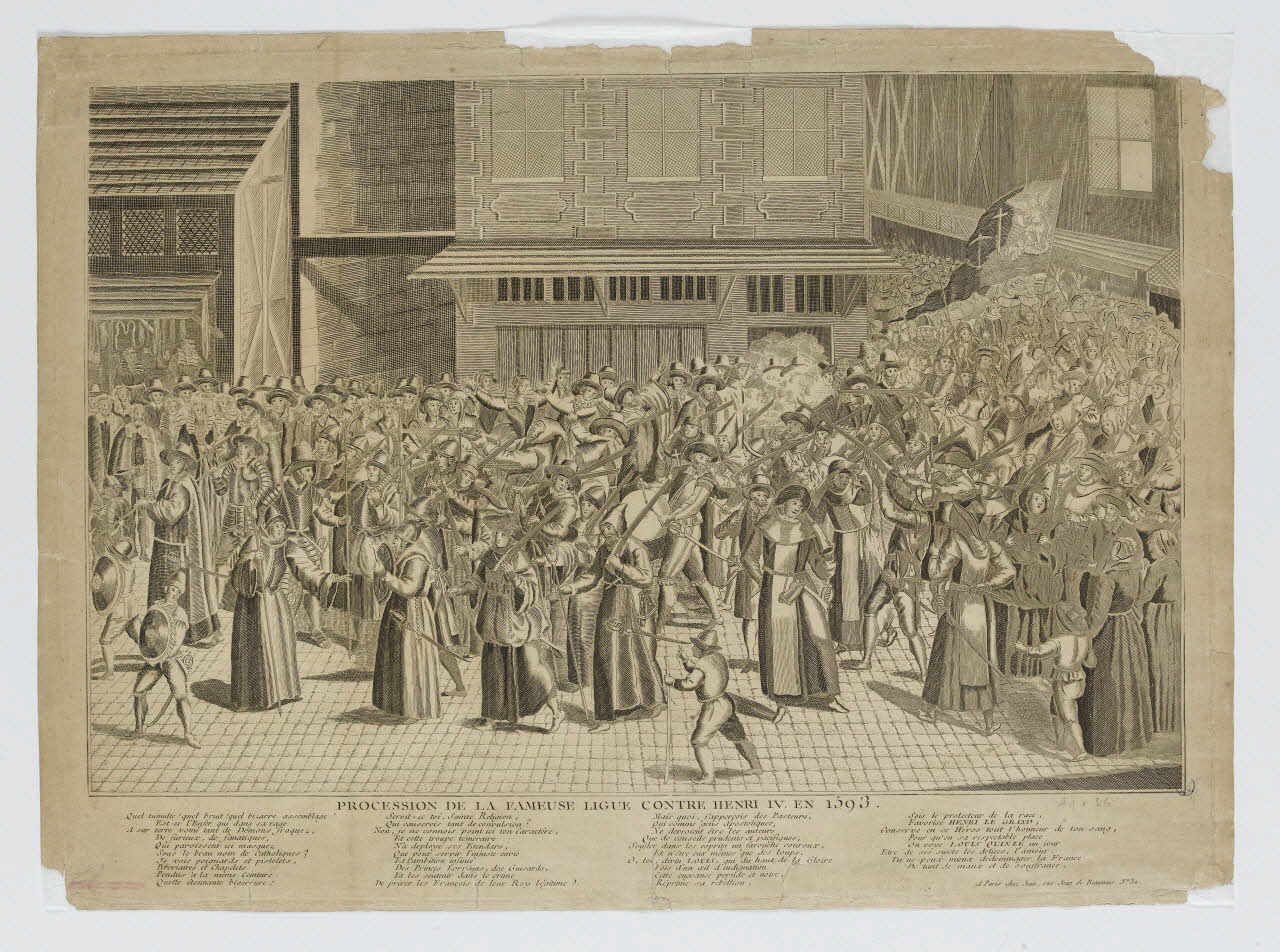 Jean imagerie ancienne PROCESSION DE LA FAMEUSE LIGUE CONTRE HENRI IV EN 1593. Paris 1798-1806 1943.16.171 Photo RMN-Grand Palais (Mucem)