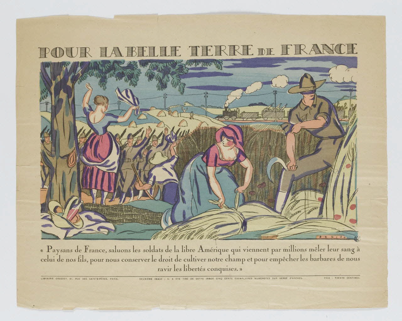 Benito Edmond Garcia ; Grasset estampe POUR LA BELLE TERRE DE FRANCE Paris 1917 1949.39.13 Photo RMN-Grand Palais (Mucem)