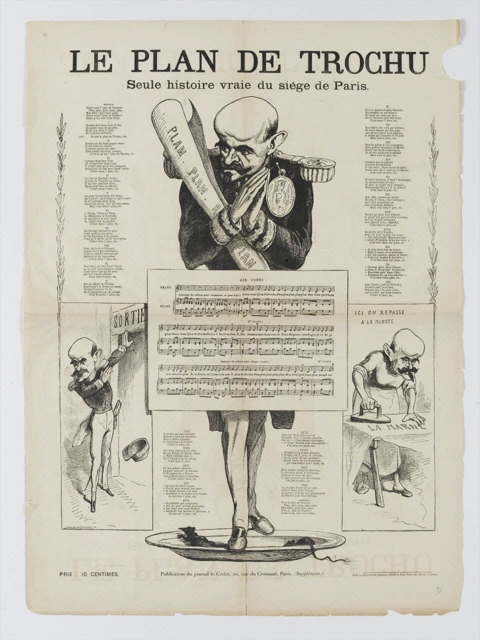 J. Lefman ; Lourdel ; Blot Édouard illustration de presse LE PLAN DE TROCHU Paris 1871 1950.39.1081 Photo RMN-Grand Palais (Mucem)