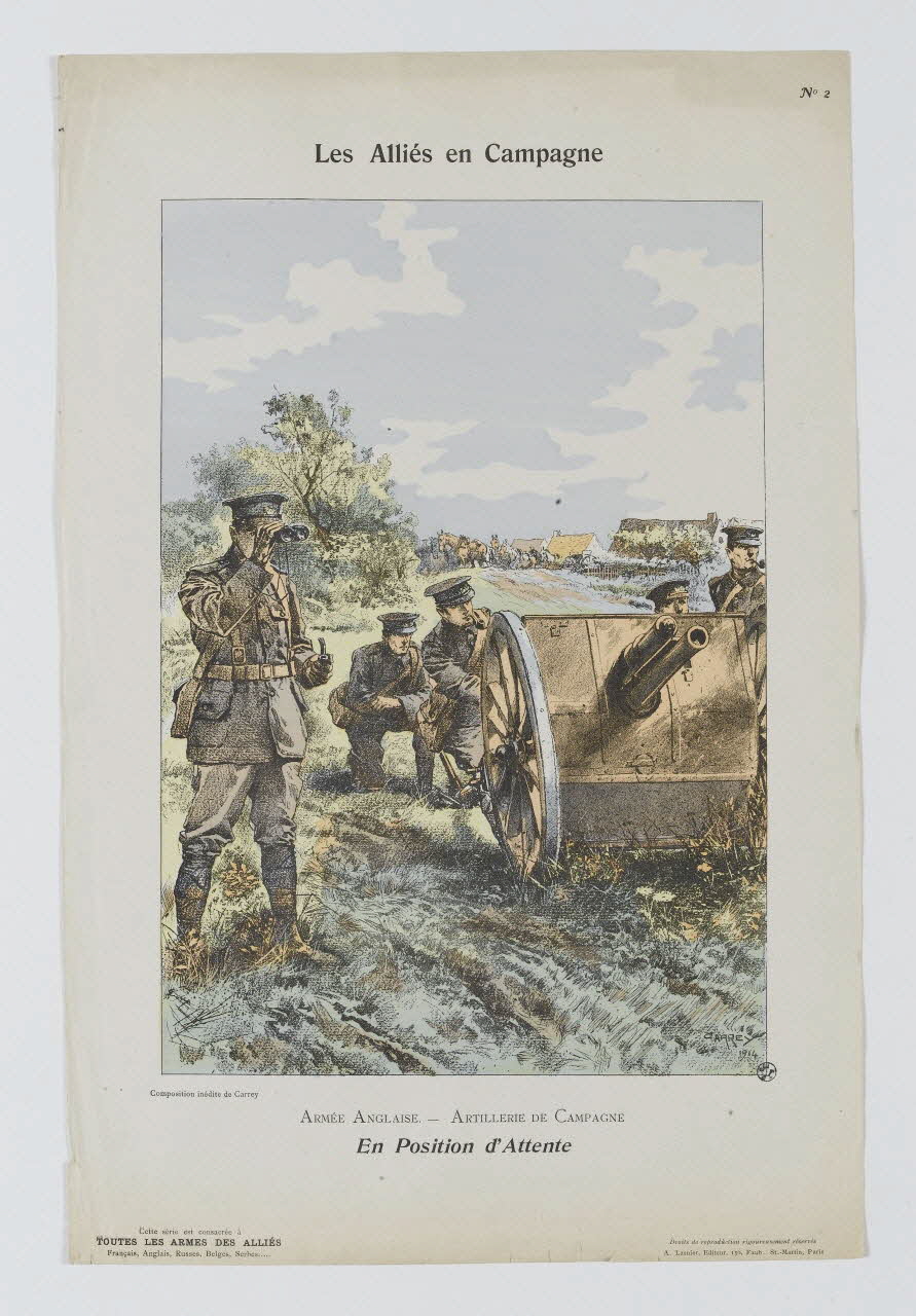 Carrey ; Lasnier A. élément d'ensemble Les Alliés en Campagne  ARMEE ANGLAISE. - ARTILLERIE DE CAMPAGNE  En Position d'Attente Paris 1914 1950.39.1912 Photo RMN-Grand Palais (Mucem)