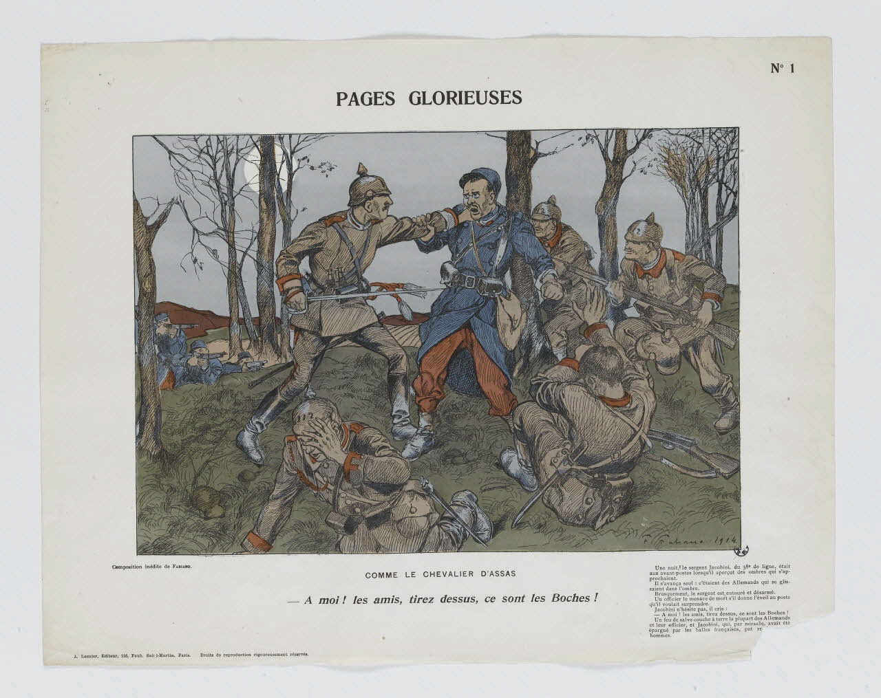 Fabiano Fabien ; Lasnier A. estampe PAGES GLORIEUSES Paris 1914 1950.39.1930 Photo RMN-Grand Palais (Mucem)