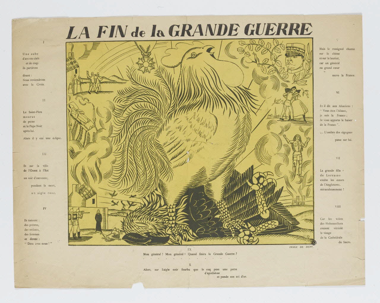 Raoul Dufy estampe LA FIN de la GRANDE GUERRE Ile-de-France, France 1918 1950.39.1945 Photo RMN-Grand Palais (Mucem)