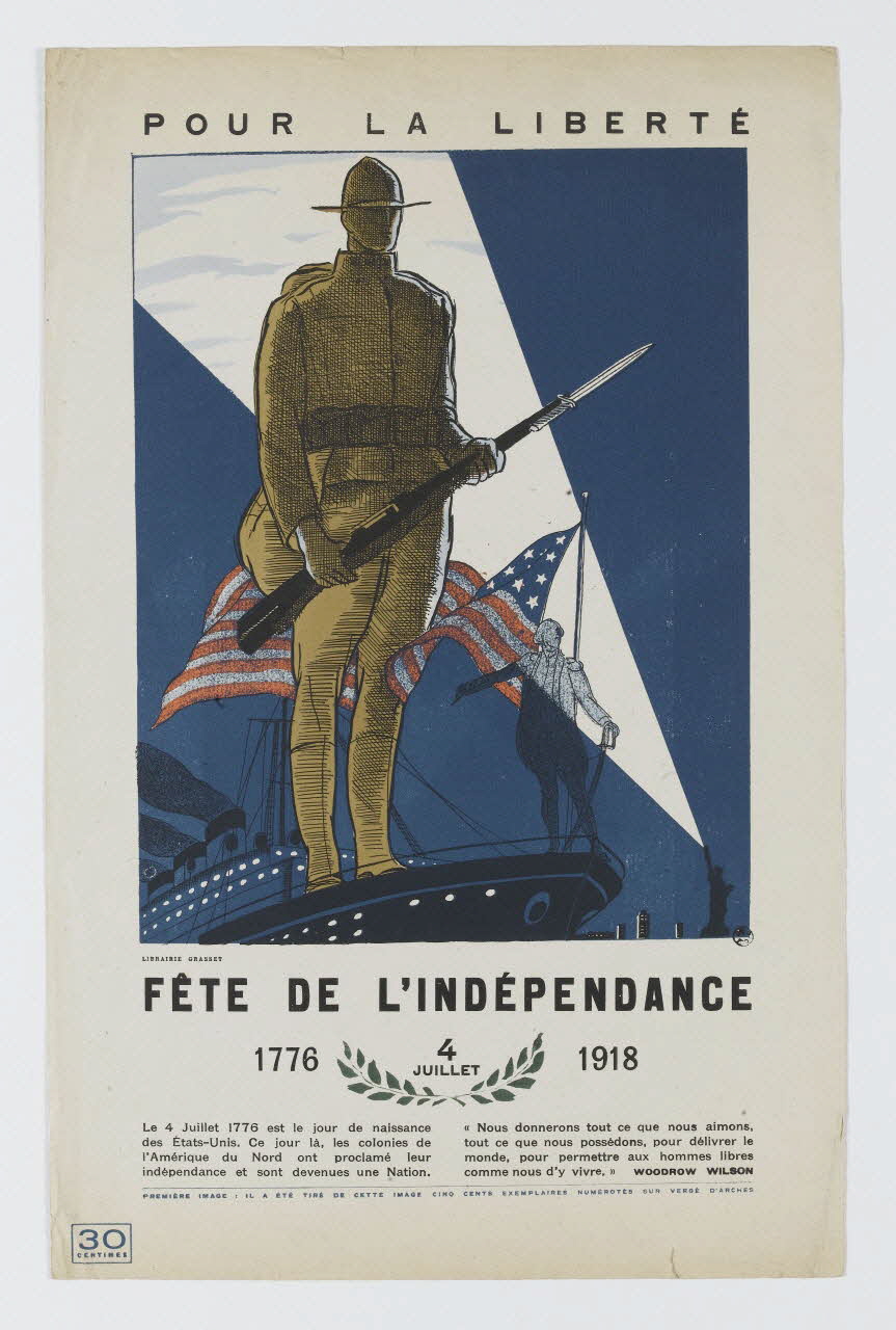 Grasset estampe POUR LA LIBERTE  FETE DE L'INDEPENDANCE  1776  4  JUILLET  1918 Paris 1918 1950.39.1951 Photo RMN-Grand Palais (Mucem)
