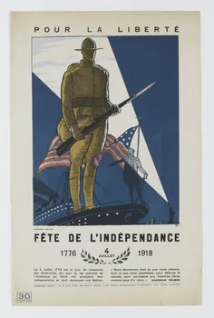 Grasset estampe POUR LA LIBERTE  FETE DE L'INDEPENDANCE  1776  4  JUILLET  1918 Paris 1918 1950.39.1951 Photo RMN-Grand Palais (Mucem)