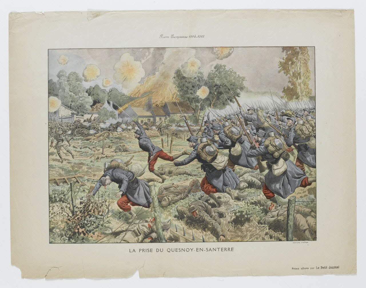 Damblans Eugène ; Charaire estampe Guerre Européenne 1914-1915  LA PRISE DE QUESNOY-EN-SANTERRE Sceaux 1914-1915 1950.39.1962 Photo RMN-Grand Palais (Mucem)