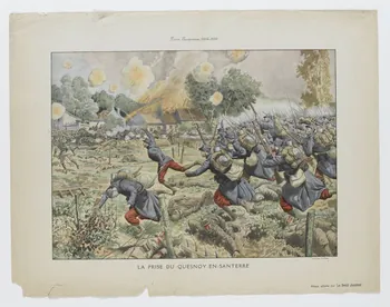 Damblans Eugène ; Charaire estampe Guerre Européenne 1914-1915  LA PRISE DE QUESNOY-EN-SANTERRE Sceaux 1914-1915 1950.39.1962 Photo RMN-Grand Palais (Mucem)