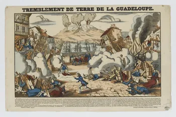 Pellerin estampe TREMBLEMENT DE TERRE DE LA GUADELOUPE. Lorraine, France 1843 1950.39.786 Photo RMN-Grand Palais (Mucem)