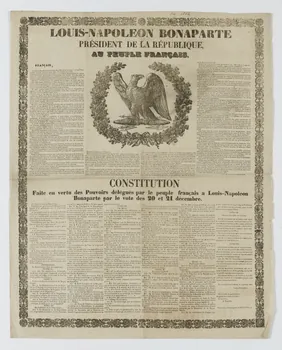 Antoine Chassaignon estampe LOUIS-NAPOLEON BONAPARTE  PRESIDENT DE LA REPUBLIQUE,  AU PEUPLE FRANÇAIS. Paris 1852 1950.39.814 Photo RMN-Grand Palais (Mucem)