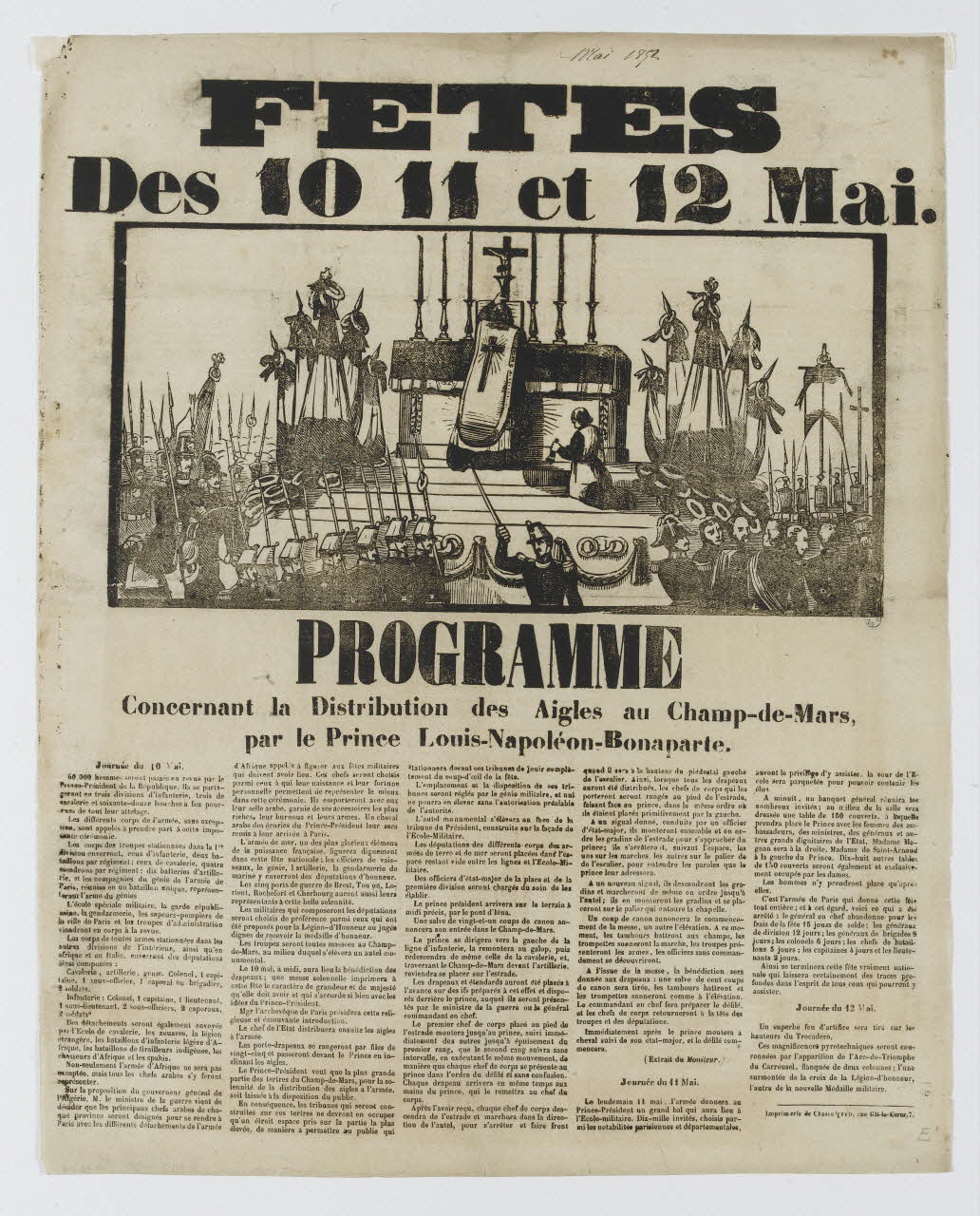 Antoine Chassaignon estampe FETES  Des 10 11 et 12 Mai. Paris 1852 1950.39.818 Photo RMN-Grand Palais (Mucem)