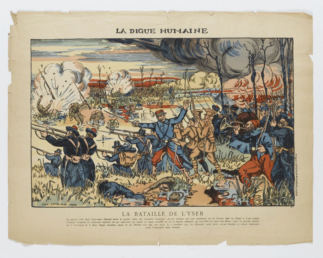 Leprince Jean ; Lutétia estampe LA DIGUE HUMAINE Ile-de-France, France 1916 1950.39.1966 Photo RMN-Grand Palais (Mucem)
