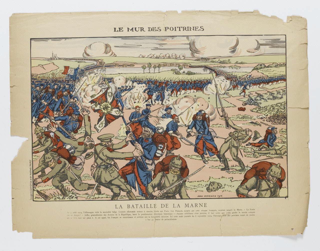 Leprince Jean ; Lutétia estampe LE MUR DES POITRINES Ile-de-France, France 1916 1950.39.1967 Photo RMN-Grand Palais (Mucem)