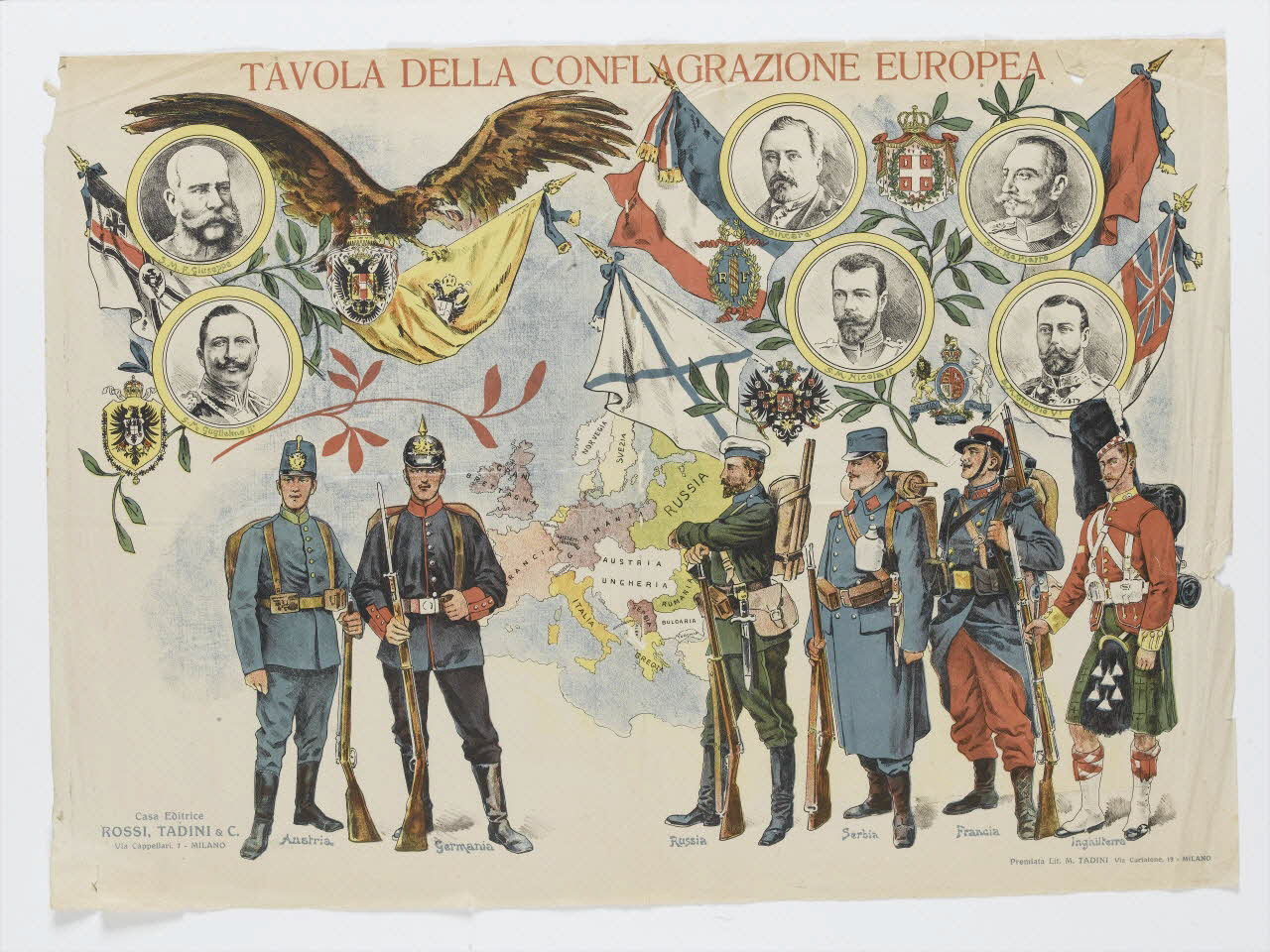 Tadini M. ; Rossi estampe TAVOLA DELLA CONFLAGRAZIONE EUROPEA Lombardie, Italie 1914-1918 1950.39.1986 Photo RMN-Grand Palais (Mucem)