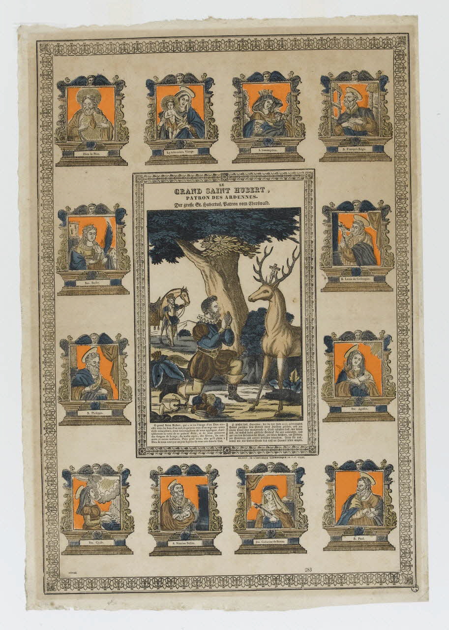 Gondelfinger ; Jean-Pierre Clerc imagerie ancienne LE  GRAND SAINT HUBERT, PATRON DES ARDENNES. France 1830-1842 1951.30.3 Photo RMN-Grand Palais (Mucem)