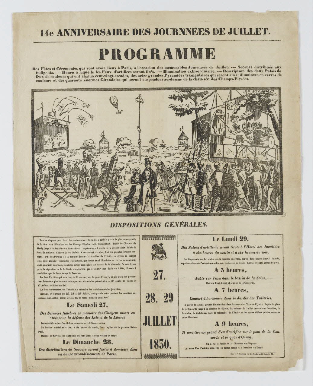 Baudoin P. affiche 14e ANNIVERSAIRE DES JOURNNEES DE JUILLET. Paris 1844 1951.53.3 Photo RMN-Grand Palais (Mucem)