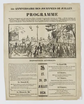 Baudoin P. affiche 14e ANNIVERSAIRE DES JOURNNEES DE JUILLET. Paris 1844 1951.53.3 Photo RMN-Grand Palais (Mucem)