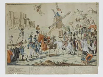caricature Marche du Dom Quichotte moderne pour la deffence du Moulin des Abus Paris 1791 1951.79.3 Photo RMN-Grand Palais (Mucem) / Gérard Blot