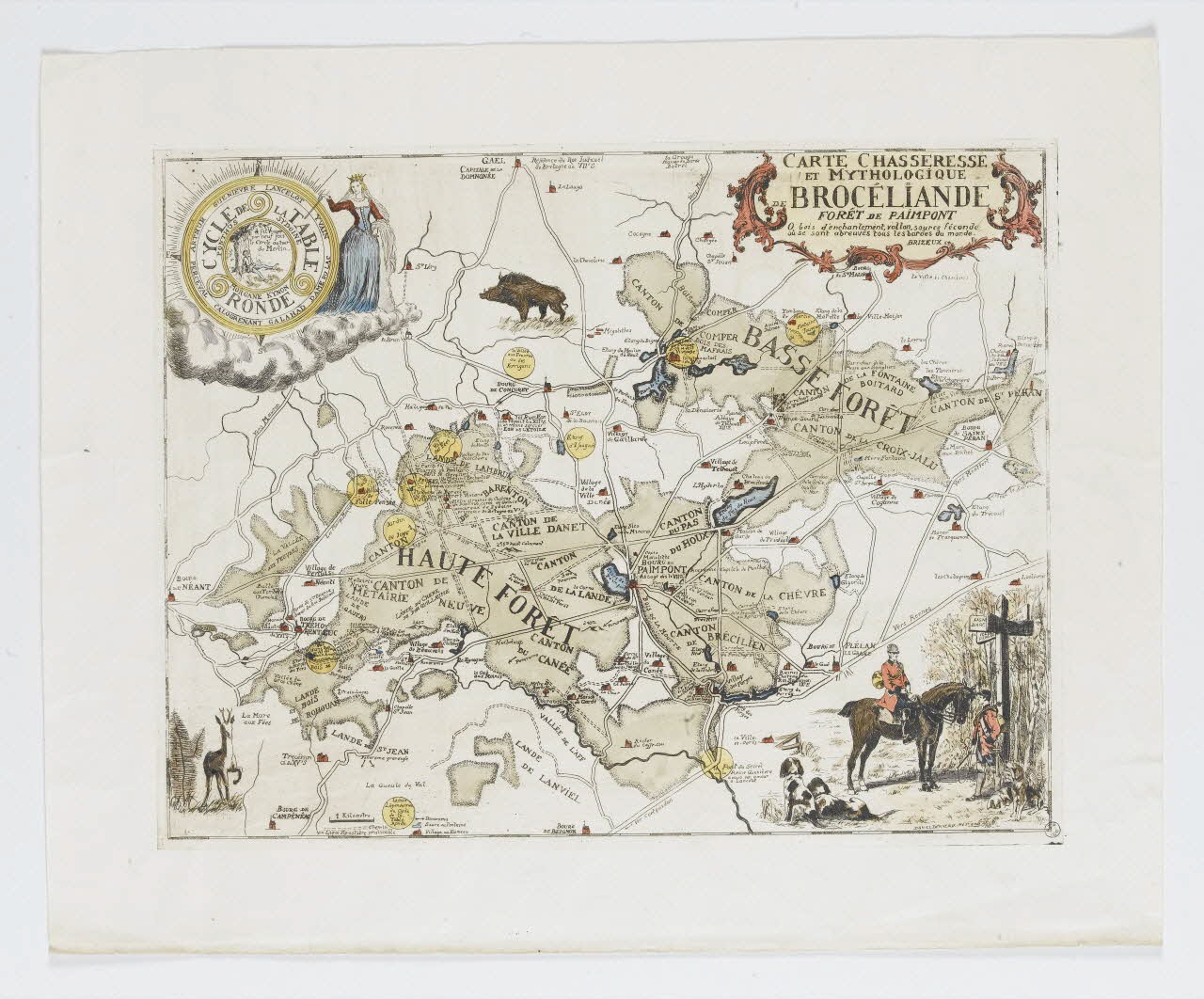 Derveaux Daniel estampe CARTE CHASSERESSE  ET MYTHOLOGIQUE  DE BROCELIANDE  FORET DE PAIMPONT France 1848 1952.44.18 Photo RMN-Grand Palais (Mucem)