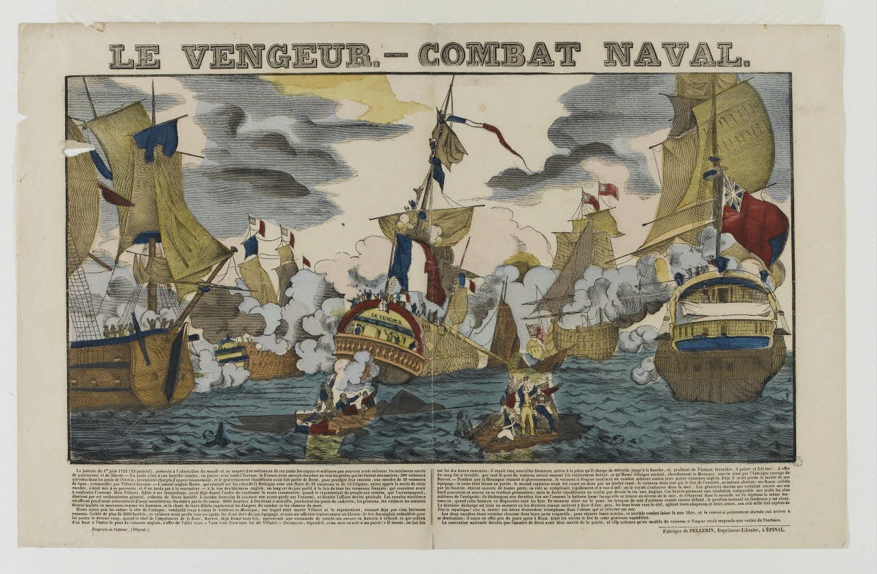 Pellerin estampe LE VENGEUR.- COMBAT NAVAL. Lorraine, France 1837 1953.86.1225 Photo RMN-Grand Palais (Mucem)