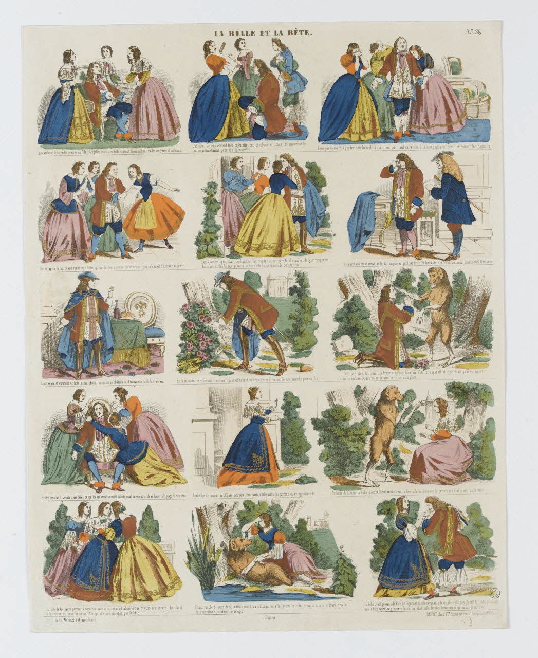 Jean-Frédéric Wentzel à compartiments (3x5) LA BELLE ET LA BETE. Wissembourg 1869 1953.86.3431 Photo RMN-Grand Palais (Mucem)
