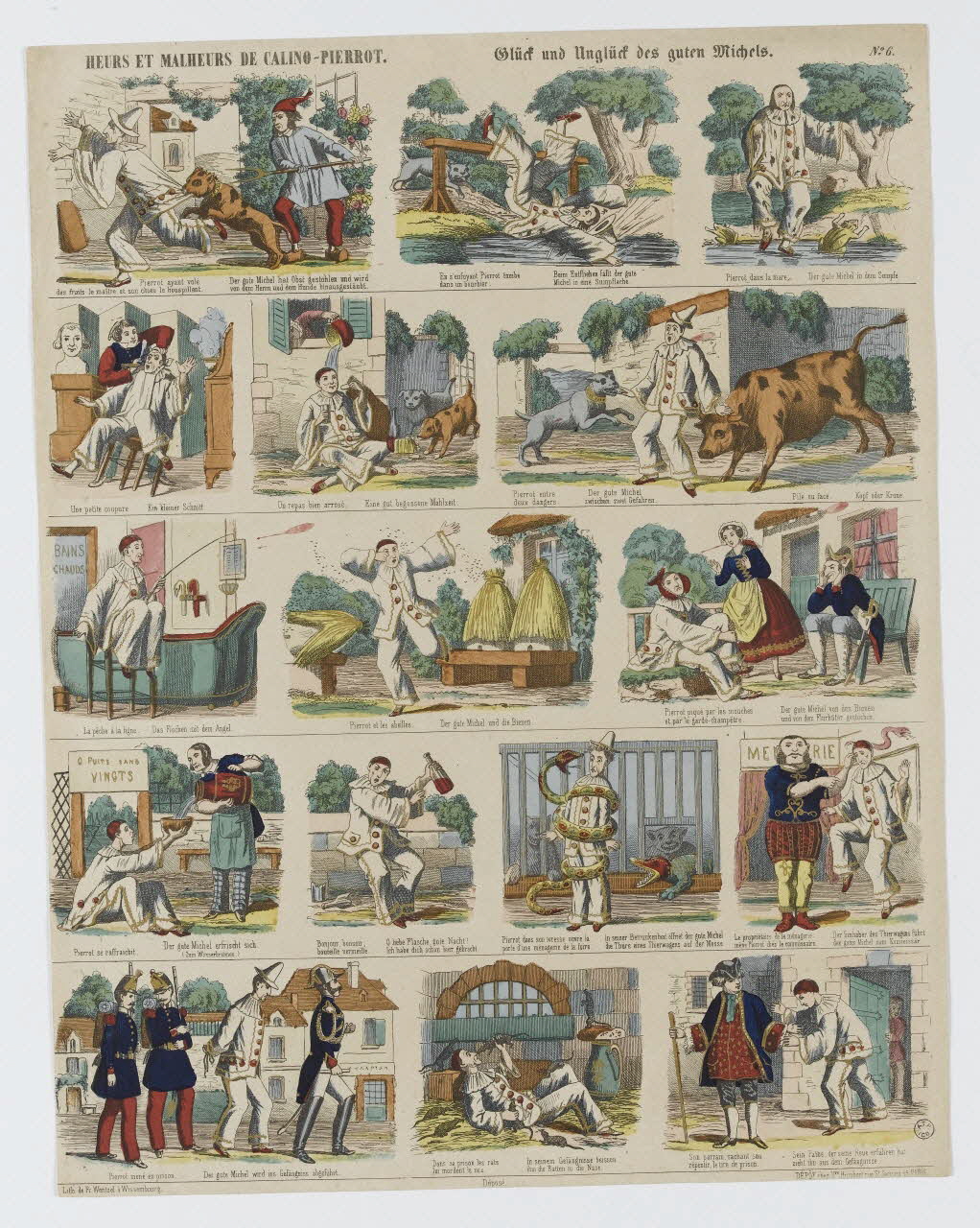 Jean-Frédéric Wentzel à compartiments (16) HEURS ET MALHEURS DE CALINO-PIERROT. Wissembourg 1869 1953.86.4139 Photo RMN-Grand Palais (Mucem)