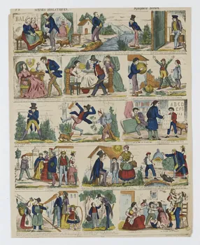 Jean-Frédéric Wentzel à compartiments (3x5) SCENES DROLATIQUES. Wissembourg 1869 1953.86.4144 Photo RMN-Grand Palais (Mucem)