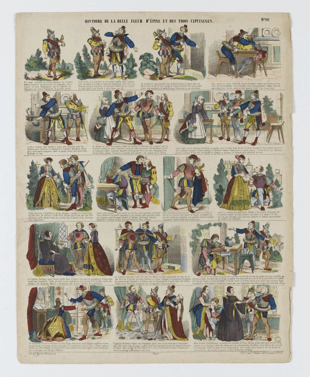 Jean-Frédéric Wentzel à compartiments (4x5) HISTOIRE DE LA BELLE FLEUR D'EPINE ET DES TROIS CAPITAINES. Wissembourg 1869 1953.86.4151 Photo RMN-Grand Palais (Mucem)