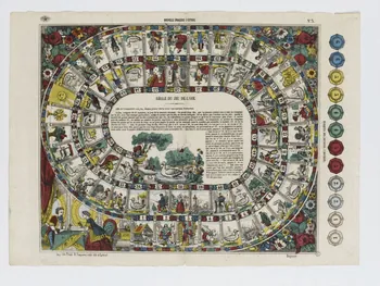 Pinot et Sagaire estampe REGLE DU JEU DE L'OIE. Lorraine, France 1865-1872 1953.86.4388 Photo RMN-Grand Palais (Mucem)