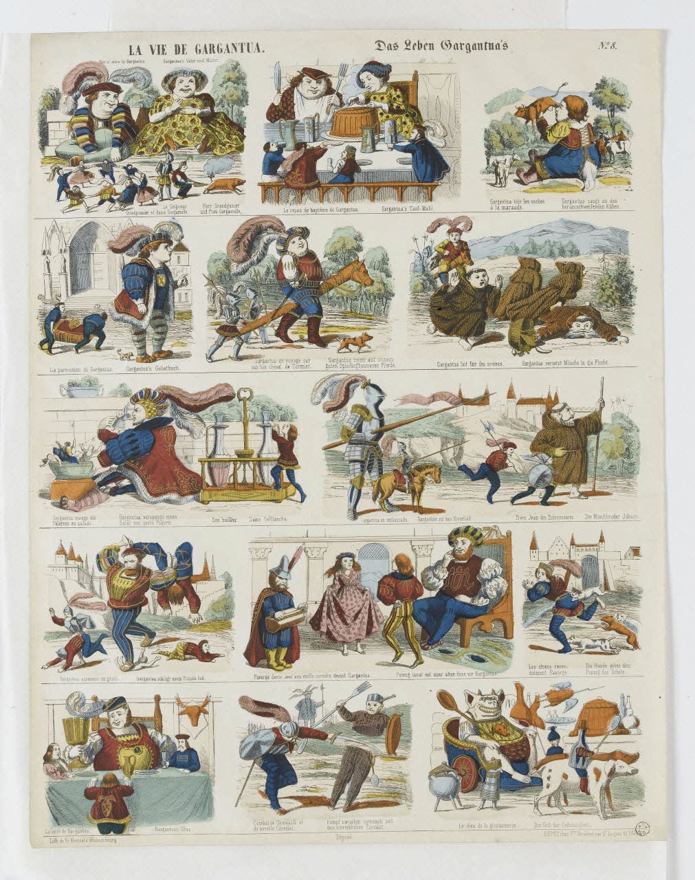 Jean-Frédéric Wentzel à compartiments (14) LA VIE DE GARGANTUA. Wissembourg 1869 1953.86.3103 Photo RMN-Grand Palais (Mucem)