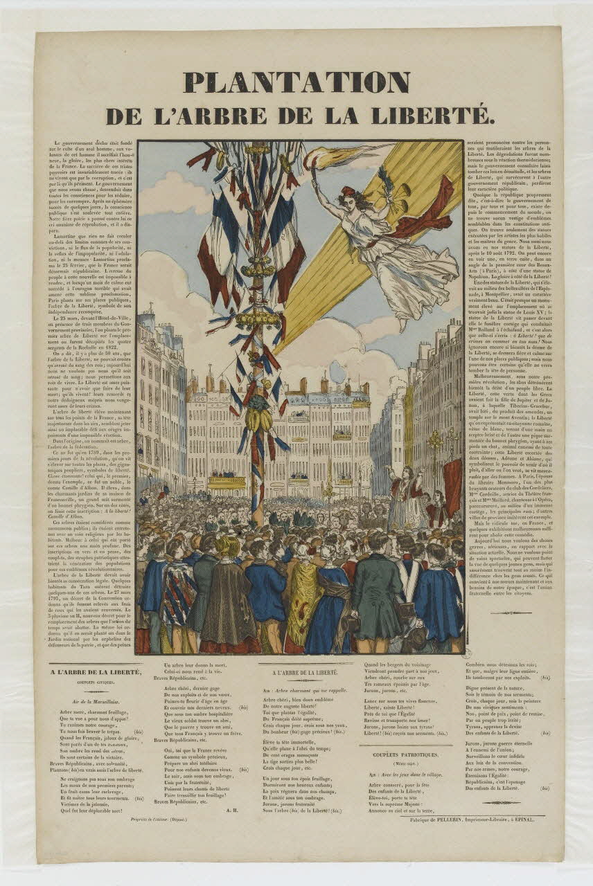 Pellerin estampe PLANTATION  DE L'ARBRE DE LA LIBERTE. Lorraine, France 1848 1953.86.684 Photo RMN-Grand Palais (Mucem)