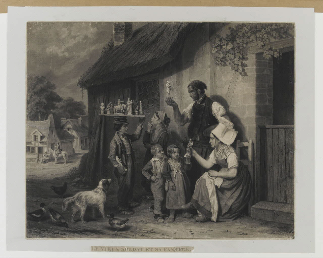 estampe LE VIEUX SOLDAT ET SA FAMILLE. 1957.51.1 Photo RMN-Grand Palais (Mucem)