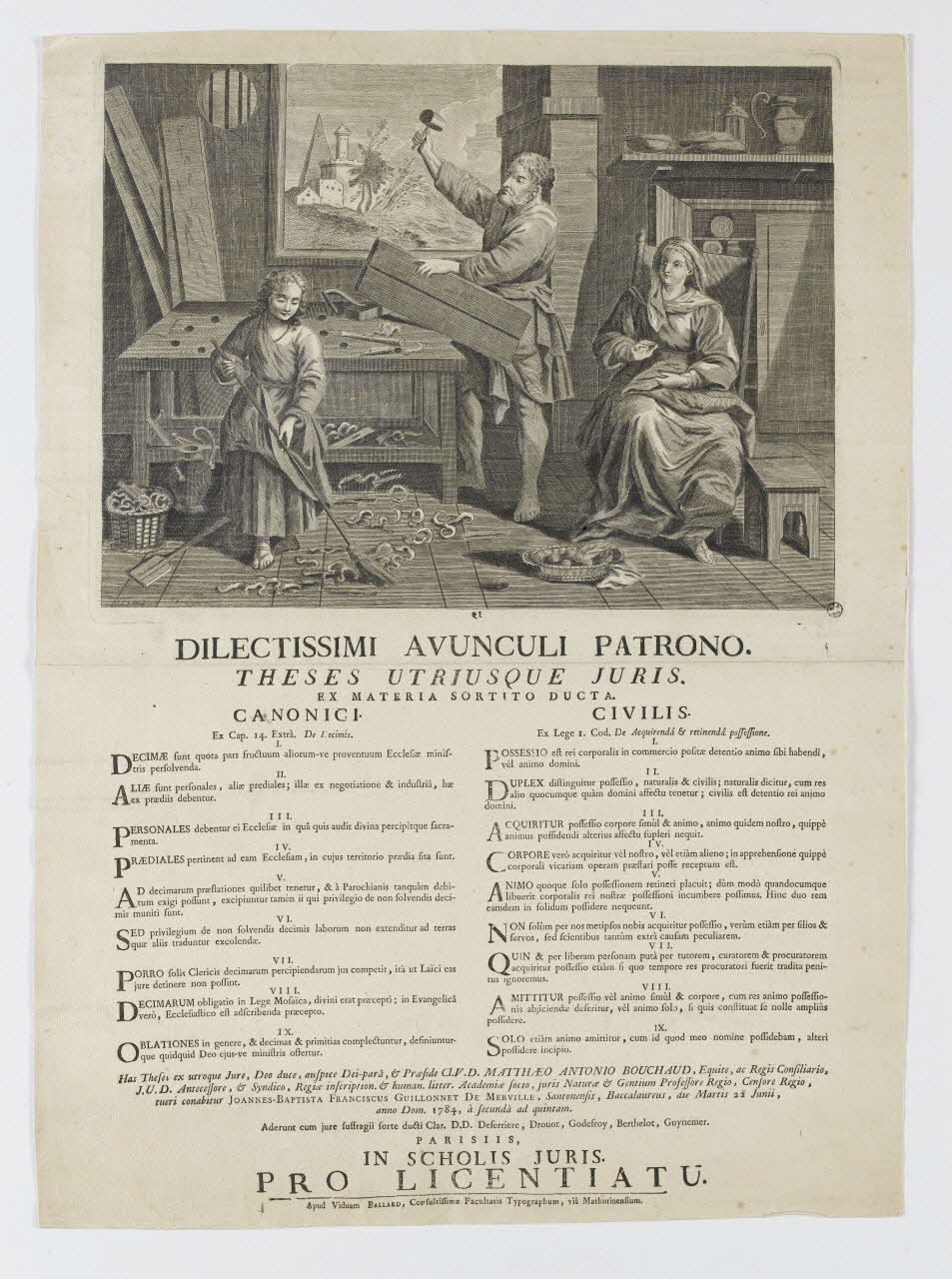 Ballard estampe DILECTISSIMI AVUNCULI PATRONO. Paris 1784 1958.53.2 Photo RMN-Grand Palais (Mucem)