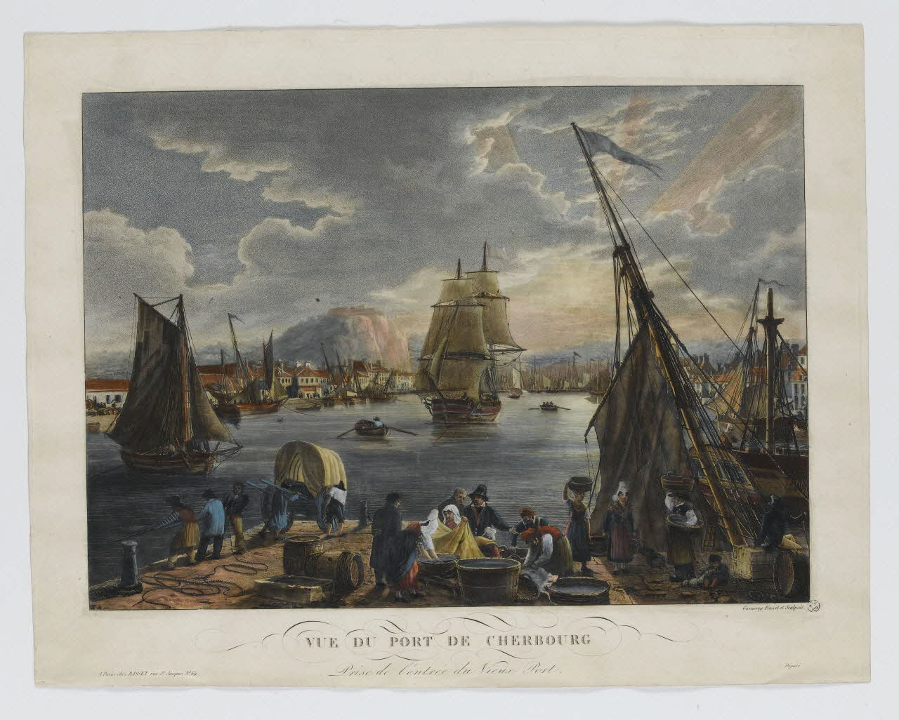 estampe VUE DU PORT DE CHERBOURG  Prise de l'entrée du Vieux Port. 1959.115.18 Photo RMN-Grand Palais (Mucem)