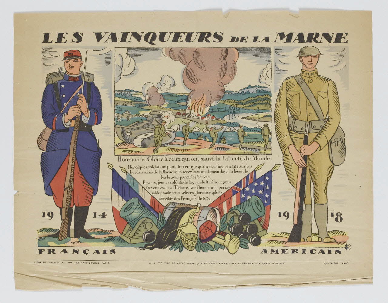 Grasset estampe LES VAINQUEURS DE LA MARNE Paris 1918 1949.39.12 Photo RMN-Grand Palais (Mucem)