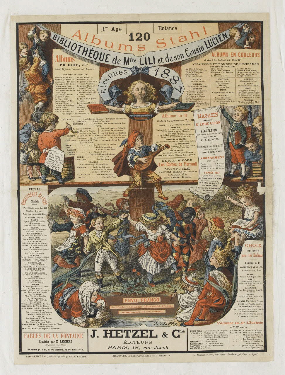 E. Mathis ; Fischbach G. ; Hetzel J. affiche 120  Albums Stahl  BIBLIOTHEQUE de Mlle LILI et de son Cousin LUCIEN Alsace, France 1887 1961.18.48 Photo RMN-Grand Palais (Mucem)
