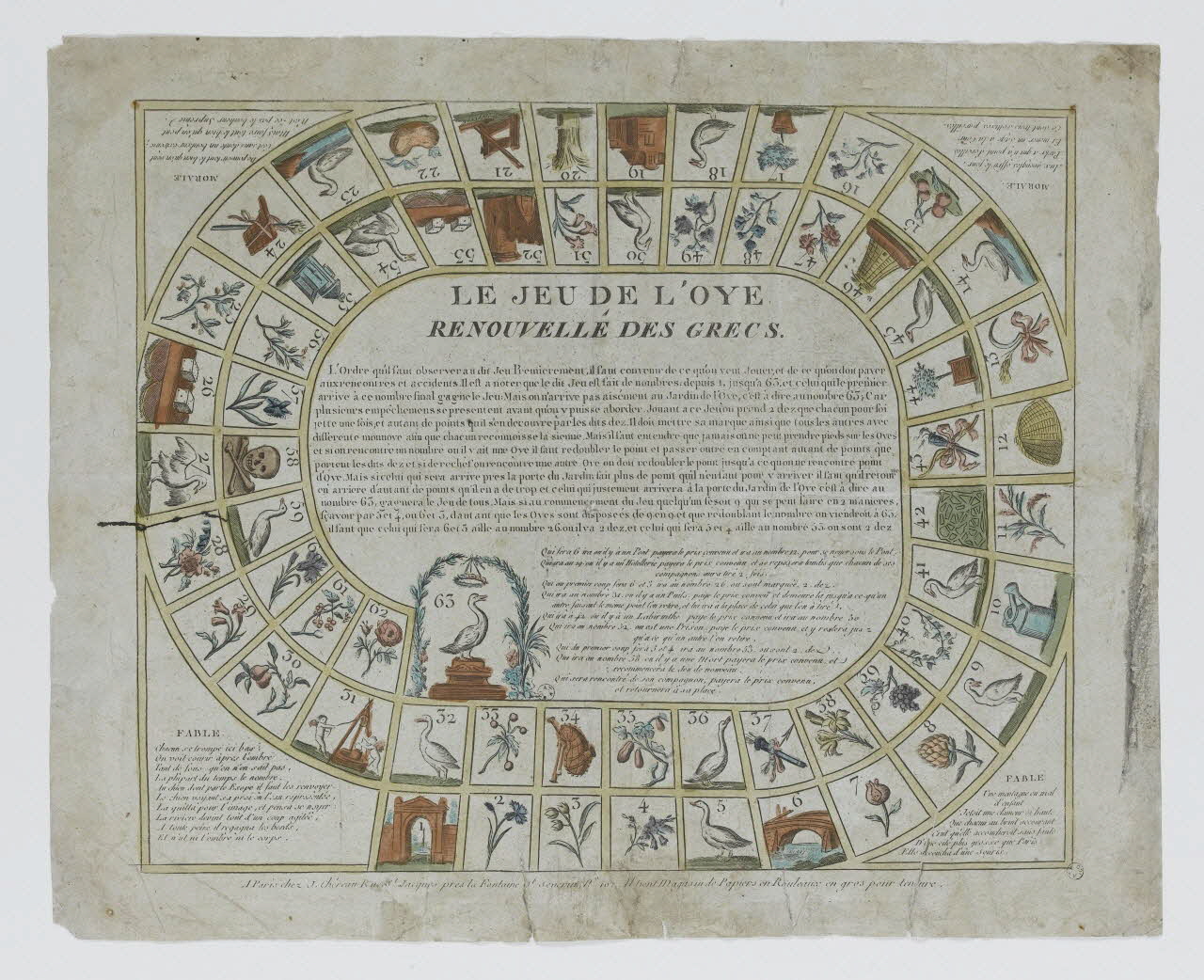 Chéreau J. imagerie ancienne LE JEU DE L'OYE  RENOUVELLÉ DES GRECS Paris 1794-1810 1963.124.1 Photo RMN-Grand Palais (Mucem)