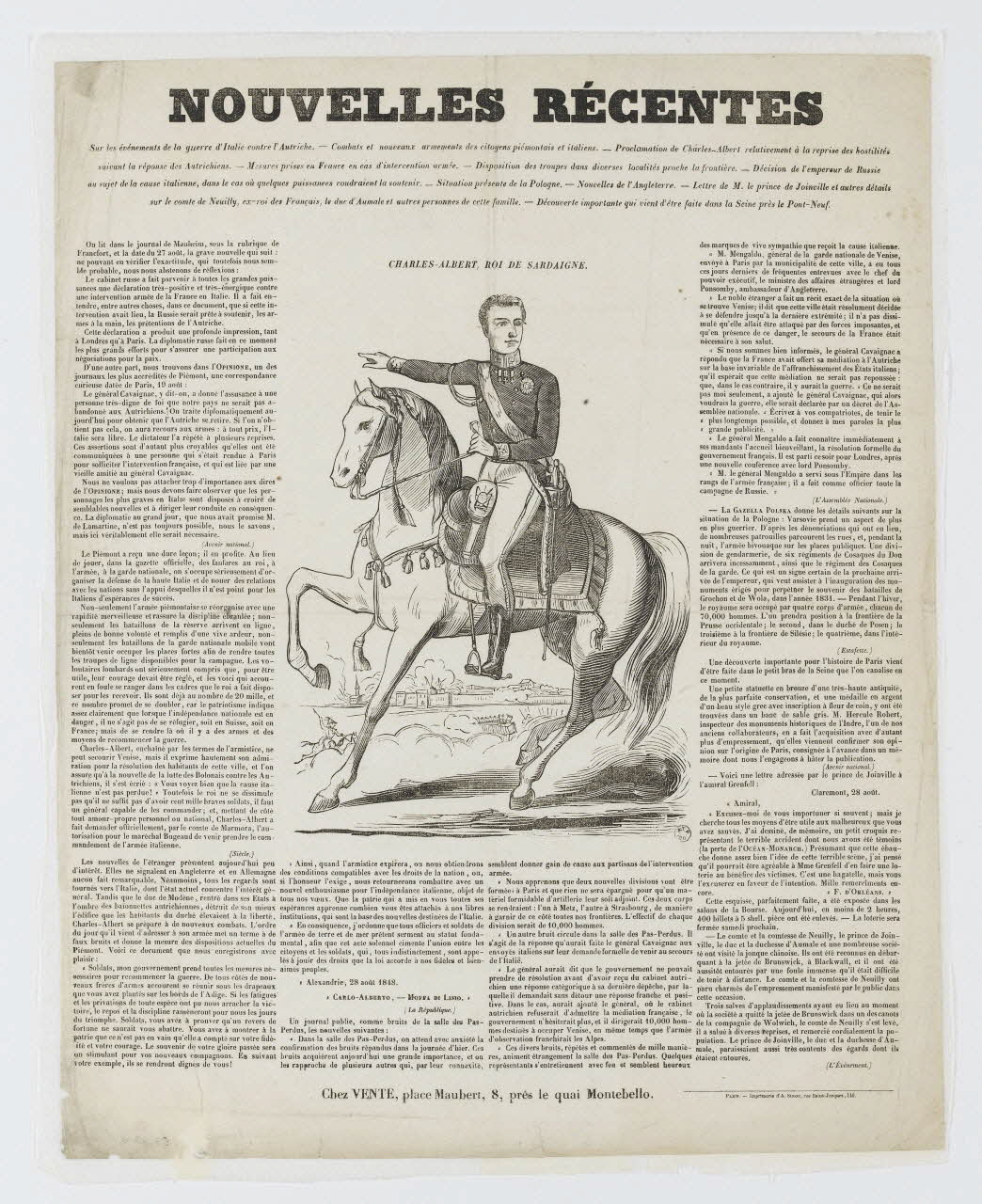 Vente ; Sirou A. canard NOUVELLES RECENTES Paris 1848 1963.33.6 Photo RMN-Grand Palais (Mucem)