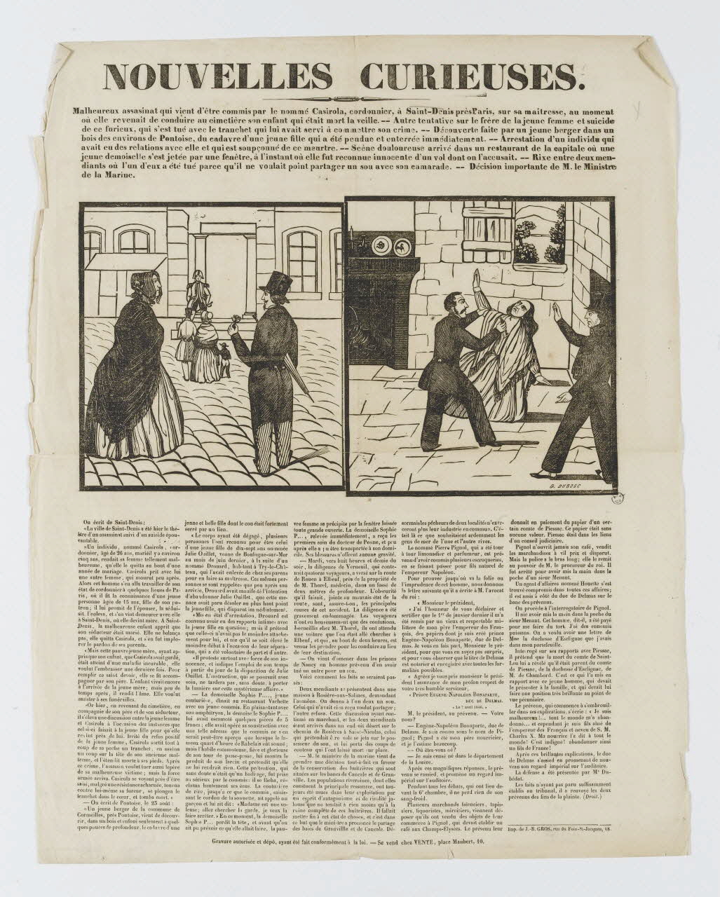 Dubosc G. ; Vente ; Jean-Baptiste Gros canard NOUVELLES CURIEUSES Paris 1848 1965.10.5 Photo RMN-Grand Palais (Mucem)
