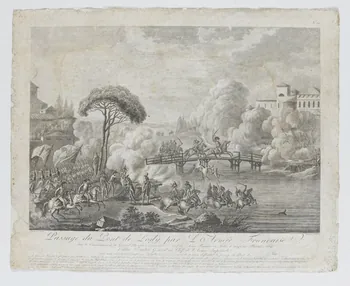 Nodet ; Le Beau ; Jean imagerie ancienne Paysage du Pont de Lody par l'Armée Française France 1798-1806 1966.112.5  Photo RMN-Grand Palais (Mucem)